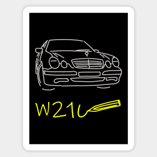 Mercedes W210 front simple sketch grey yellow Magnet